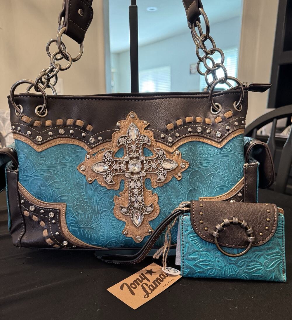Beautiful New Western Purse And Wallet Set